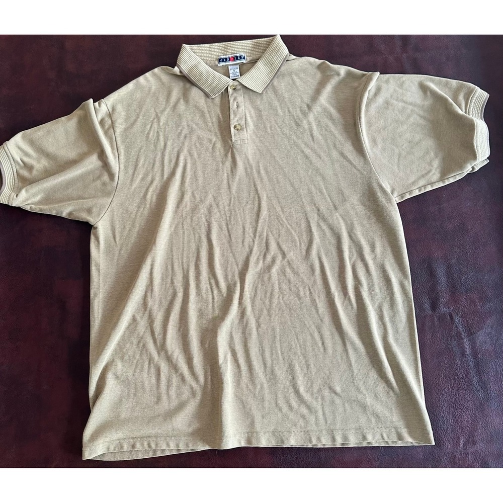 Jerzees Mens XL Tan Khaki Short Sleeve Pique Polo Shirt Cotton Blend Classic Fit
